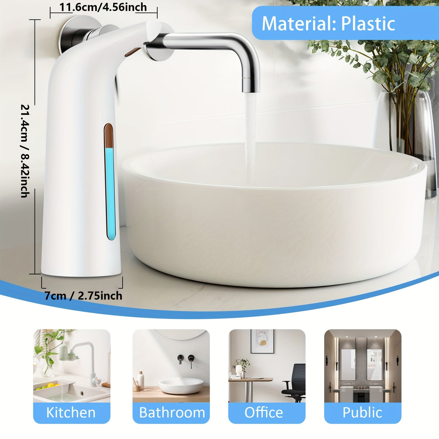 Dispensador Automático de Jabón con Sensor Infrarrojo, Generador de Espuma, Impermeable, Operación Sin Contacto, Ideal para Baño, Cocina y Oficina