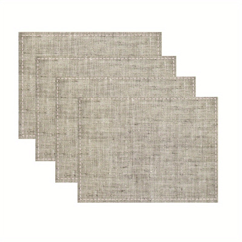 Set de 4 Manteles Individuales de Lino, Diseño Elegante, Antideslizantes y Resistentes al Calor, Ideales para Comidas Festivas y Decoración de Mesa
