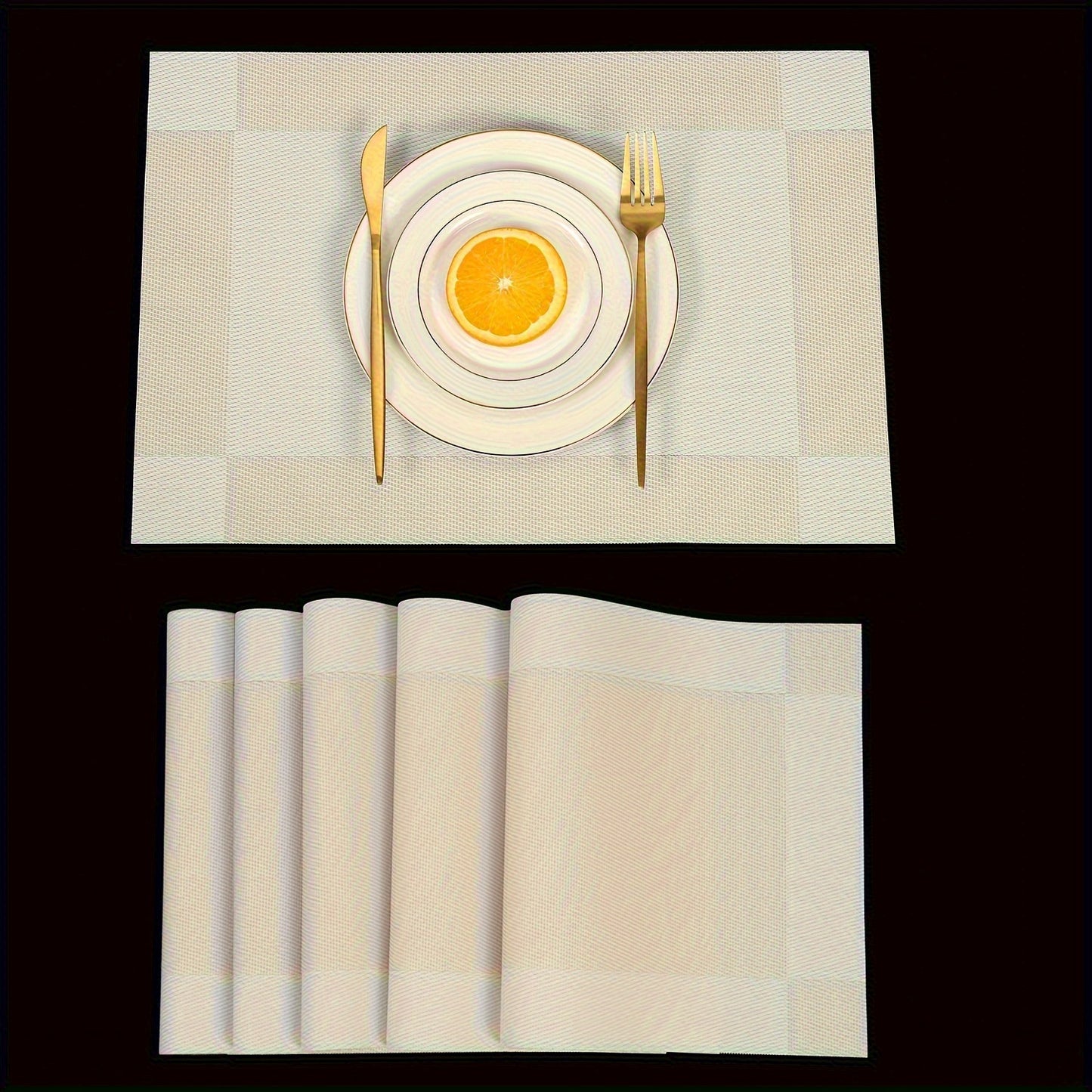 Set de 6 Manteles Individuales Rectangulares PVC - Impermeables, Resistentes al Calor, Ideales para Decoración de Mesa y Hogar