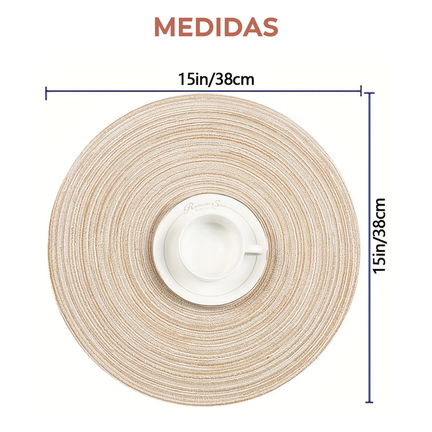 Set de 6 Manteles Individuales Premium Redondos Trenzados - Lavables, Impermeables, Antideslizantes y Resistentes al Calor
