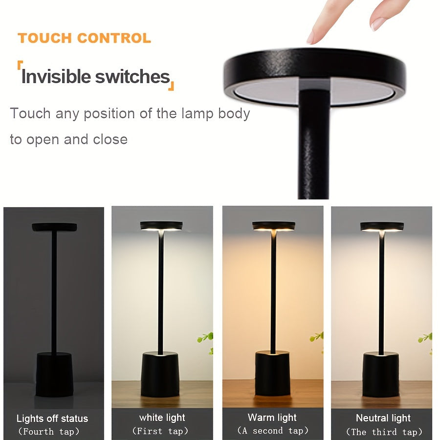 Lámpara de Escritorio LED Táctil Moderna, Regulable, Portátil y Recargable por USB - Ideal para Decoración de Sala y Dormitorio