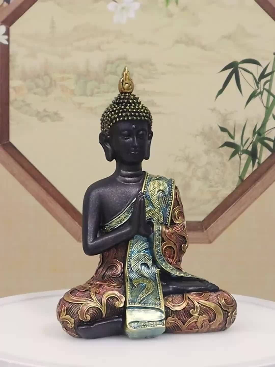 Estatua Budista Tailandesa en Resina - Escultura Espiritual para Decoración del Hogar