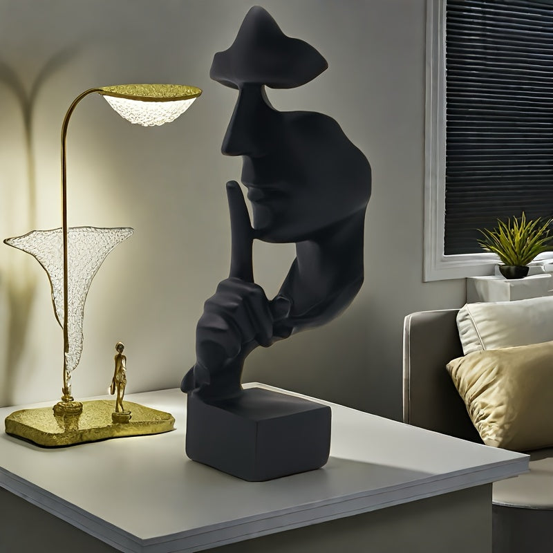 Escultura Abstracta de Cara Negra Moderna en Resina - Decoración Versátil para Sala, Mueble de Vino y Más - Regalo Perfecto para Fiestas y Festividades