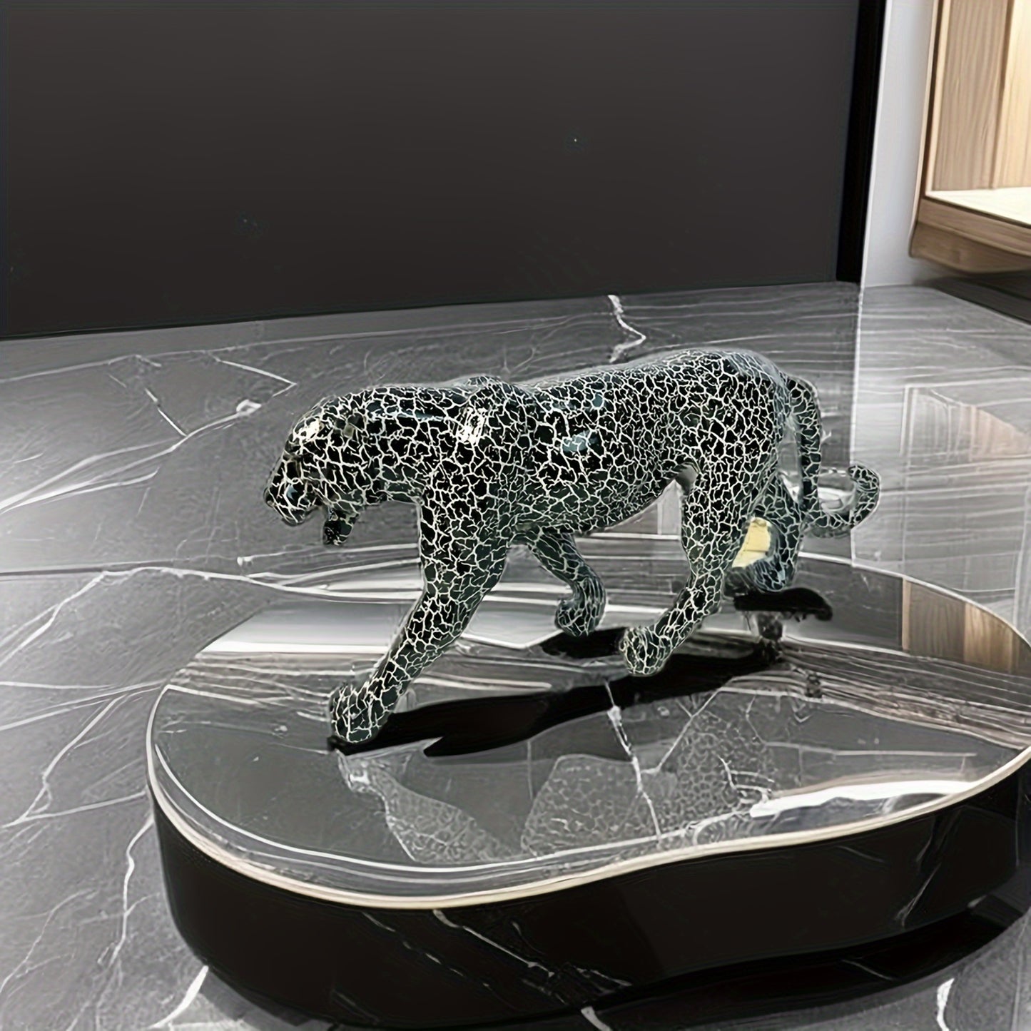 Estatua Moderna de Leopardo - Escultura Geométrica de Resina, Decoración Realista de Animal para el Hogar, Sala, Bar, Café, Oficina - Adorno Versátil para Interior/Exterior