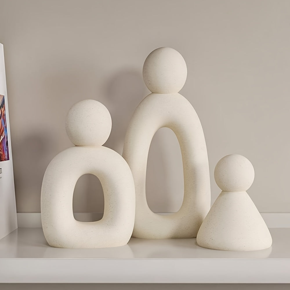 Set de 3 Figuras Abstractas de Familia en Resina - Decoración Versátil para Sala, Recámara o Estudio