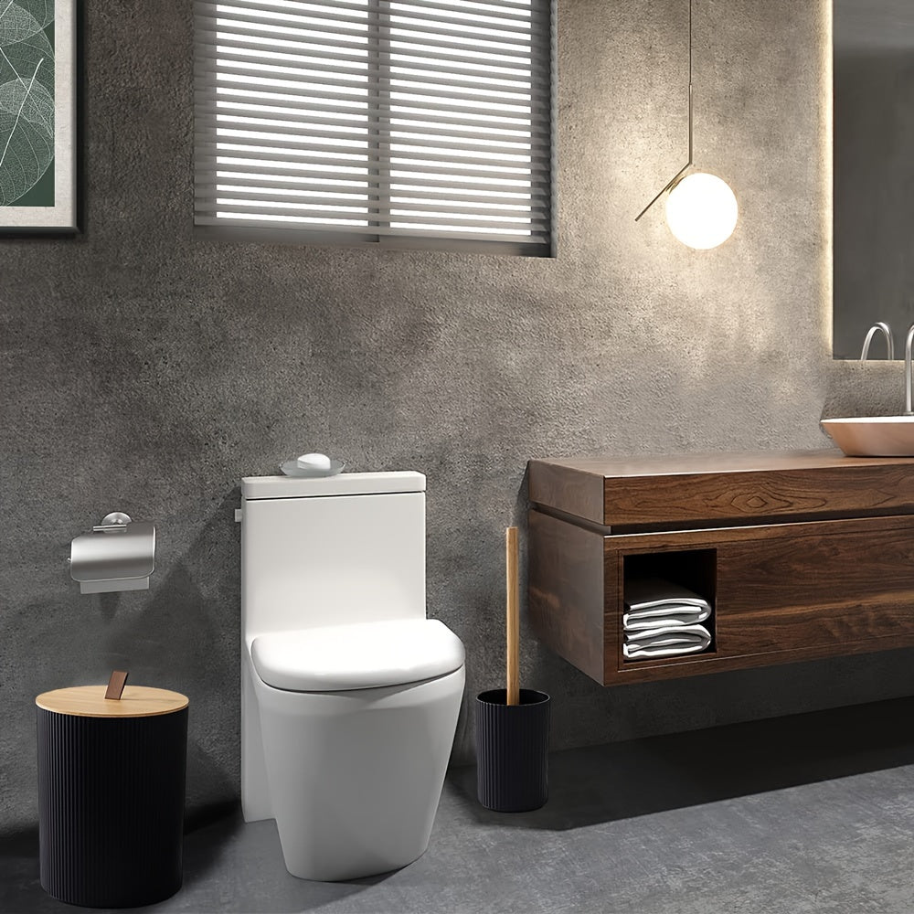 Set de Accesorios para Baño (6 Piezas) con Tapa de Bambú – Elegante y Funcional