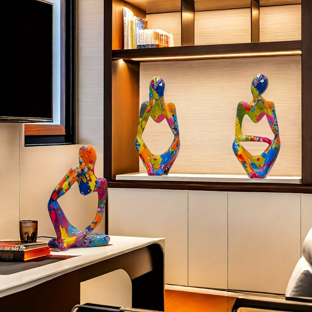 Set de 3 Estatuas de Pensamiento Creativo - Escultura Abstracta en Resina, Decoración de Escritorio, para Sala, Recámara y Bodas