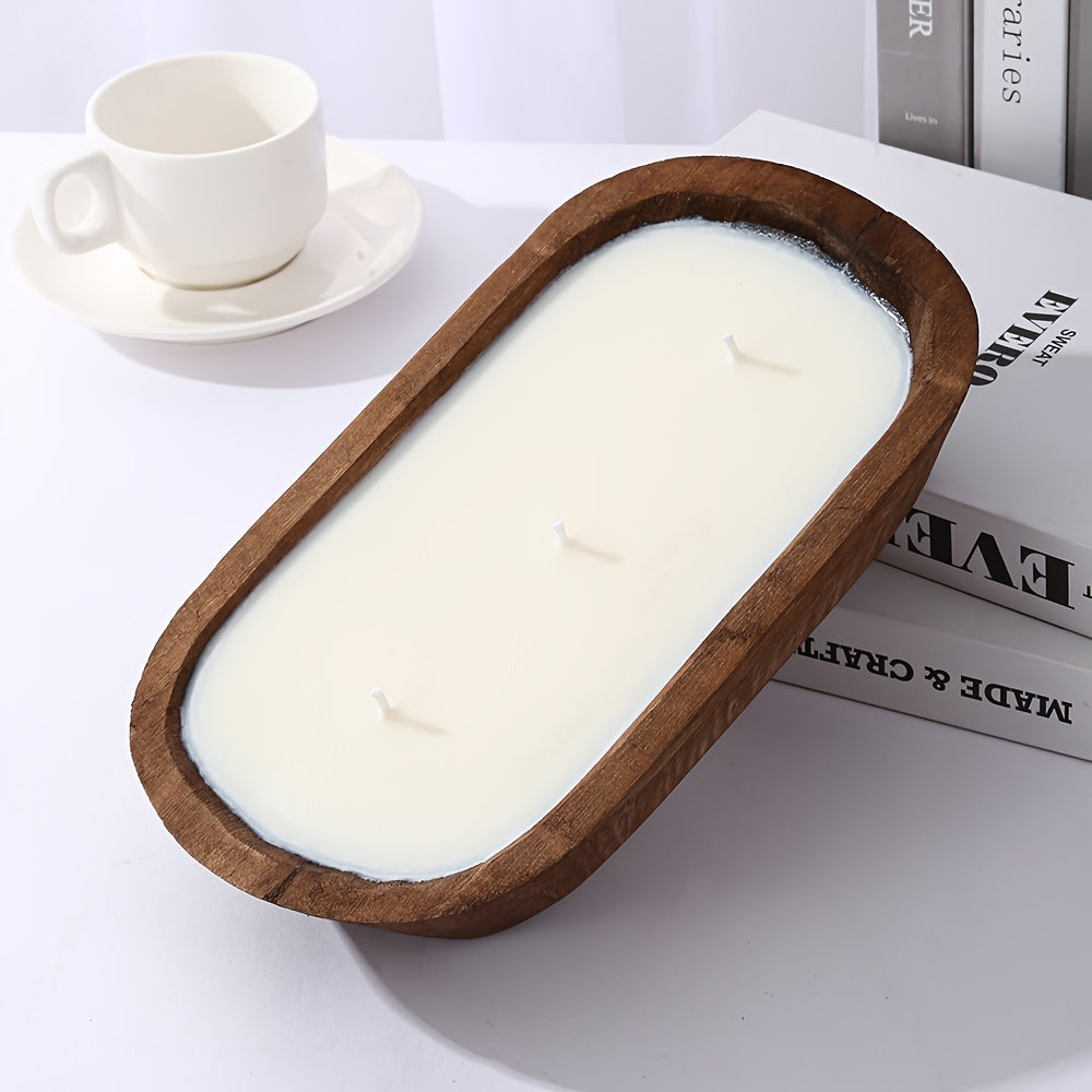 Vela Aromática de Soja en Forma de Barco de Madera - Fragancia Fresca, Multimechas, Con Brillo, Ideal para Decoración de Hogar, Hotel y Ambientes Románticos
