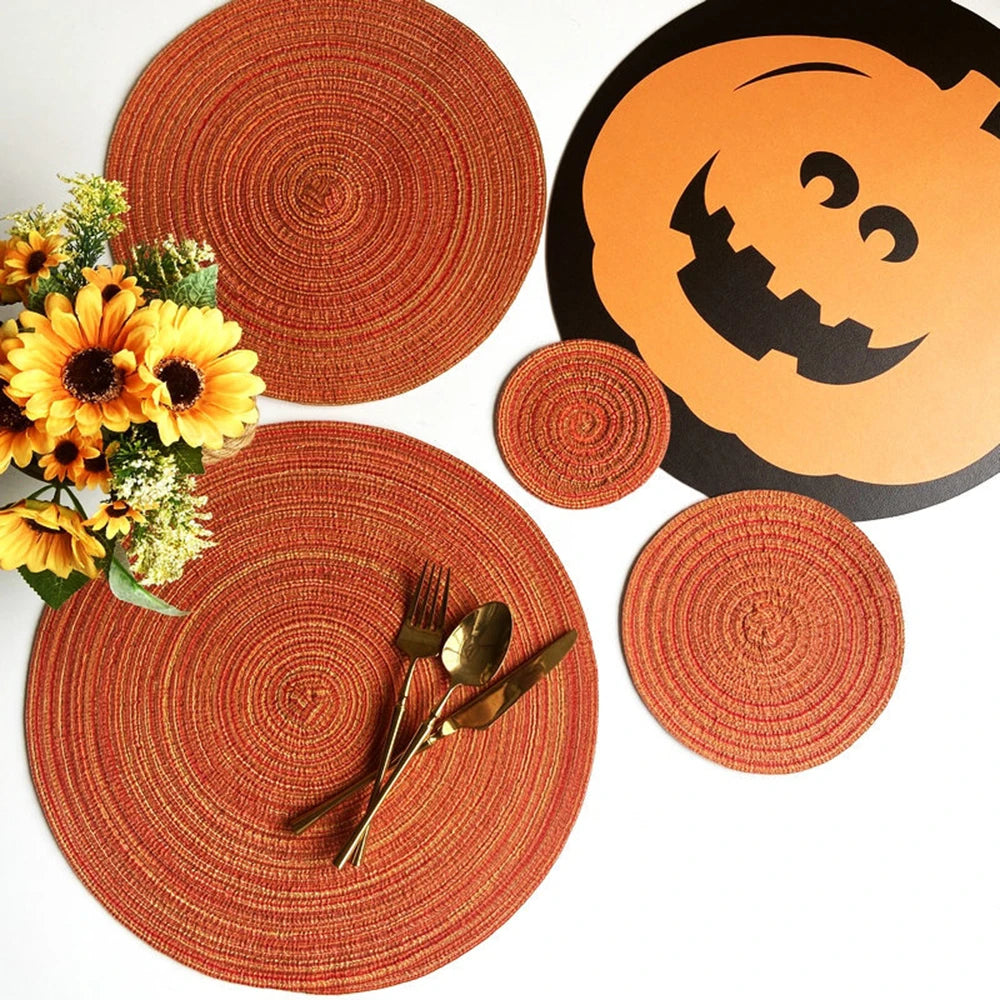 Set de 4 Manteles Individuales Redondos Trenzados - Anti-deslizantes, Ecológicos y Resistentes para Mesa de Comedor