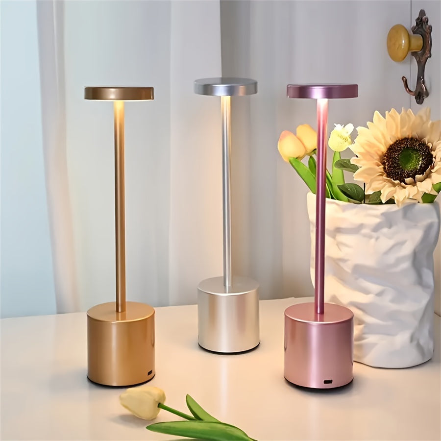 Lámpara de Escritorio LED Táctil Moderna, Regulable, Portátil y Recargable por USB - Ideal para Decoración de Sala y Dormitorio