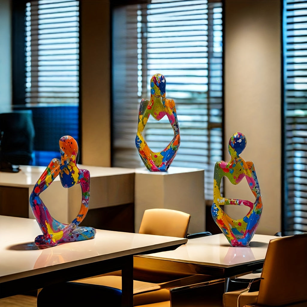 Set de 3 Estatuas de Pensamiento Creativo - Escultura Abstracta en Resina, Decoración de Escritorio, para Sala, Recámara y Bodas