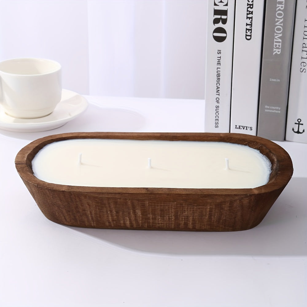Vela Aromática de Soja en Forma de Barco de Madera - Fragancia Fresca, Multimechas, Con Brillo, Ideal para Decoración de Hogar, Hotel y Ambientes Románticos