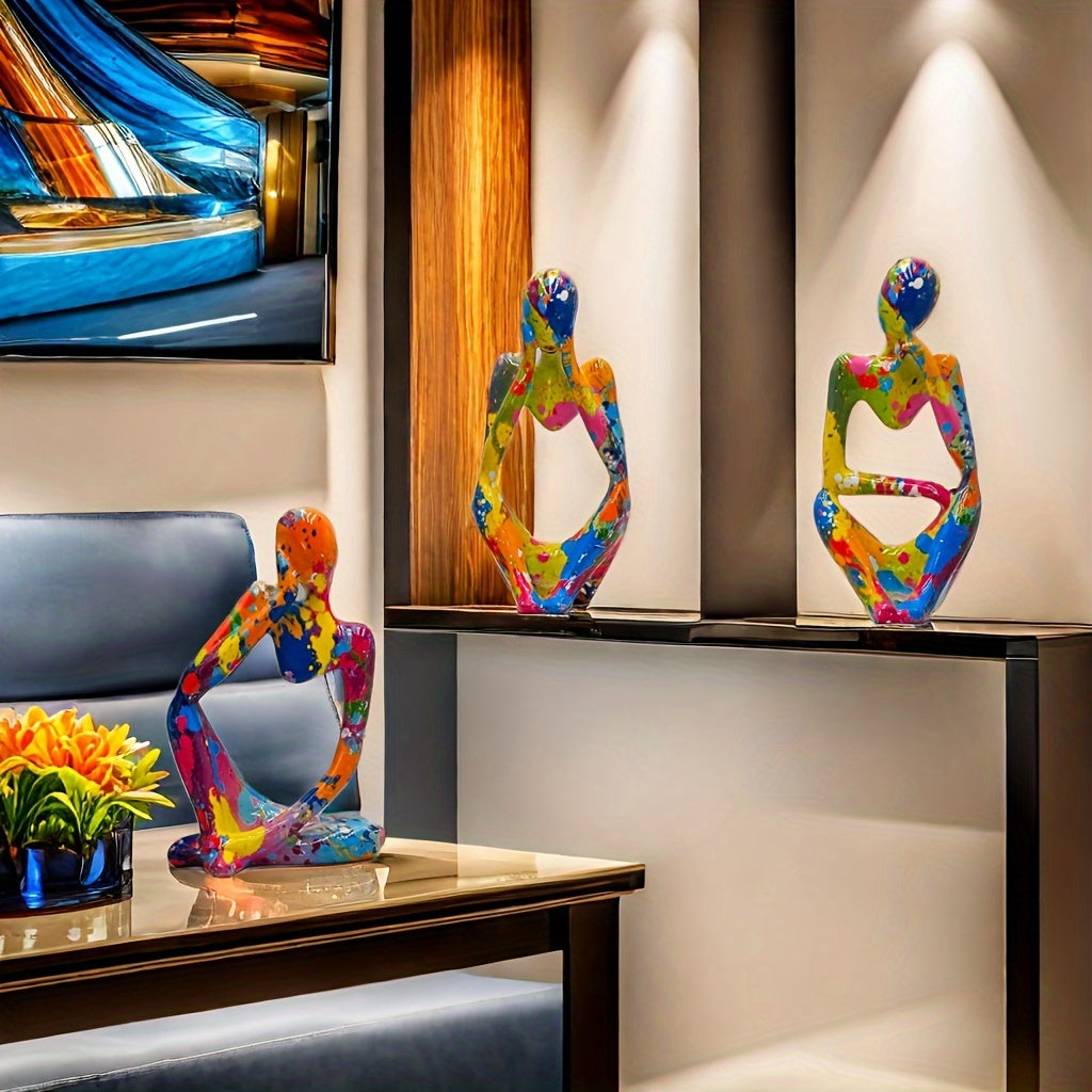 Set de 3 Estatuas de Pensamiento Creativo - Escultura Abstracta en Resina, Decoración de Escritorio, para Sala, Recámara y Bodas