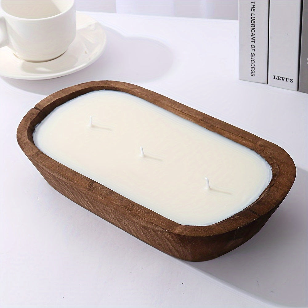 Vela Aromática de Soja en Forma de Barco de Madera - Fragancia Fresca, Multimechas, Con Brillo, Ideal para Decoración de Hogar, Hotel y Ambientes Románticos