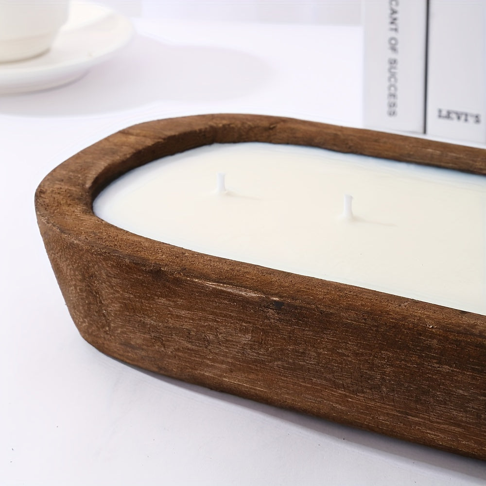 Vela Aromática de Soja en Forma de Barco de Madera - Fragancia Fresca, Multimechas, Con Brillo, Ideal para Decoración de Hogar, Hotel y Ambientes Románticos
