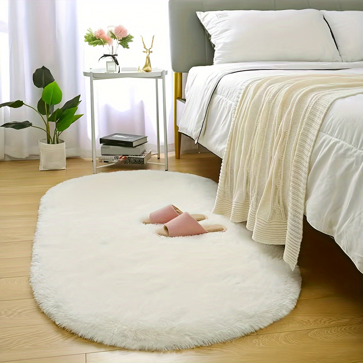 Alfombra Shaggy Súper Suave y Esponjosa para Sala y Dormitorio - Alfombra Antideslizante, Lavable a Mano, Decoración de Interior, Estilo Lujo