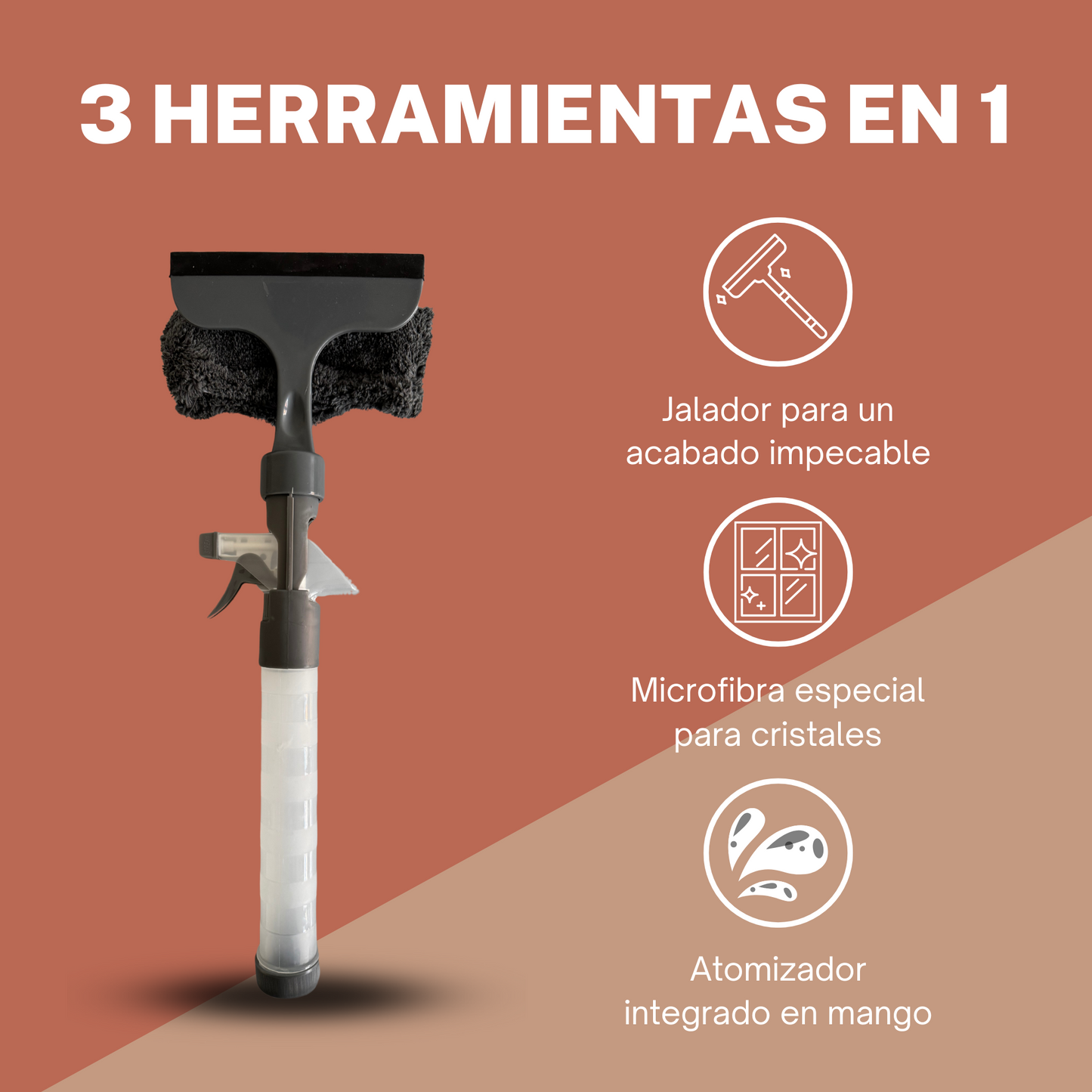 Limpia Vidrios 3 en 1 con Atomizador