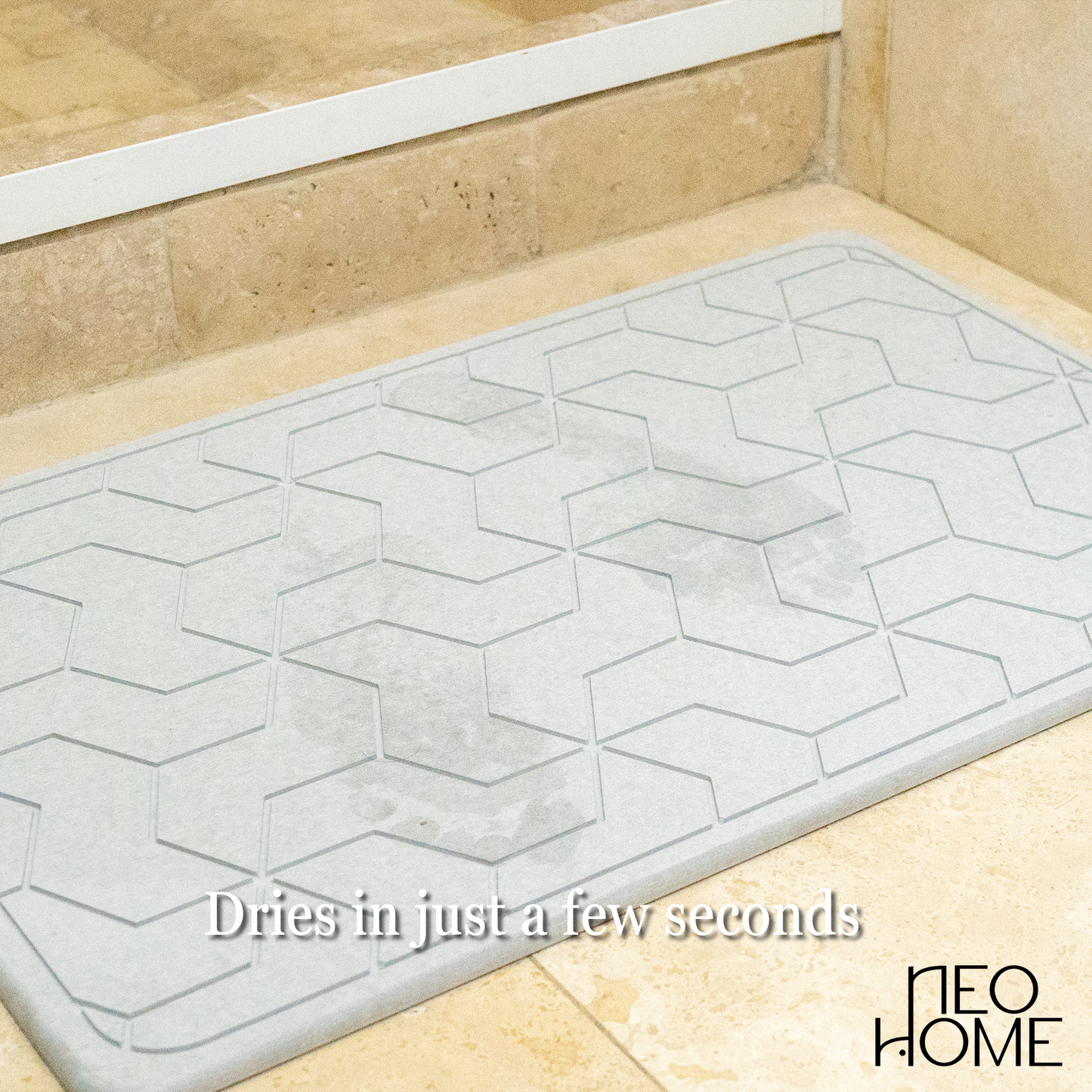 Diatomaceous Earth Stone Bath Mat - (Light Gray Greaves)