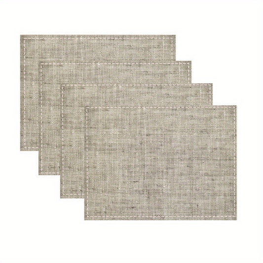 Set de 4 Manteles Individuales de Lino, Diseño Elegante, Antideslizantes y Resistentes al Calor, Ideales para Comidas Festivas y Decoración de Mesa