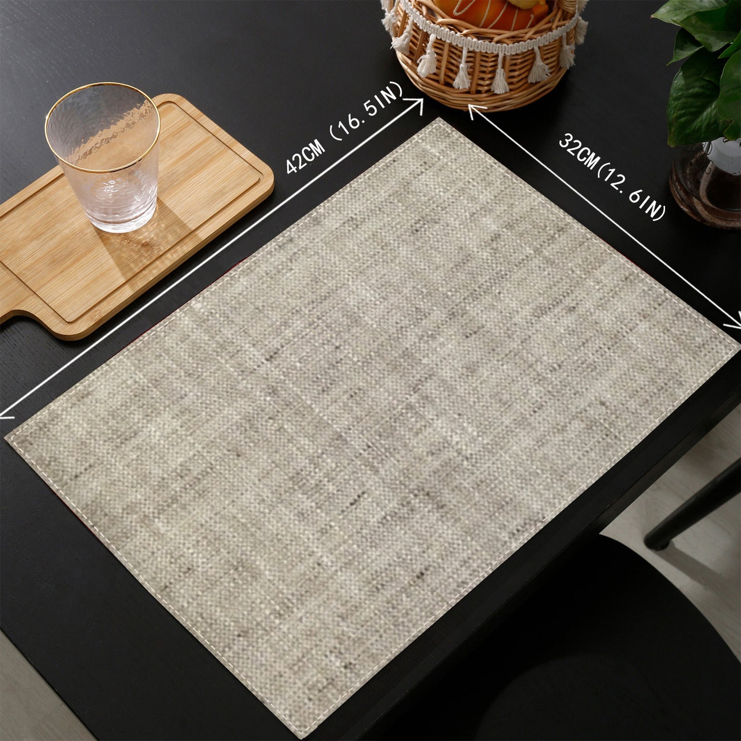 Set de 4 Manteles Individuales de Lino, Diseño Elegante, Antideslizantes y Resistentes al Calor, Ideales para Comidas Festivas y Decoración de Mesa