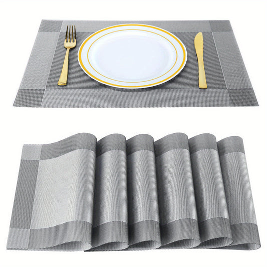 Set de 6 Manteles Individuales Rectangulares PVC - Impermeables, Resistentes al Calor, Ideales para Decoración de Mesa y Hogar