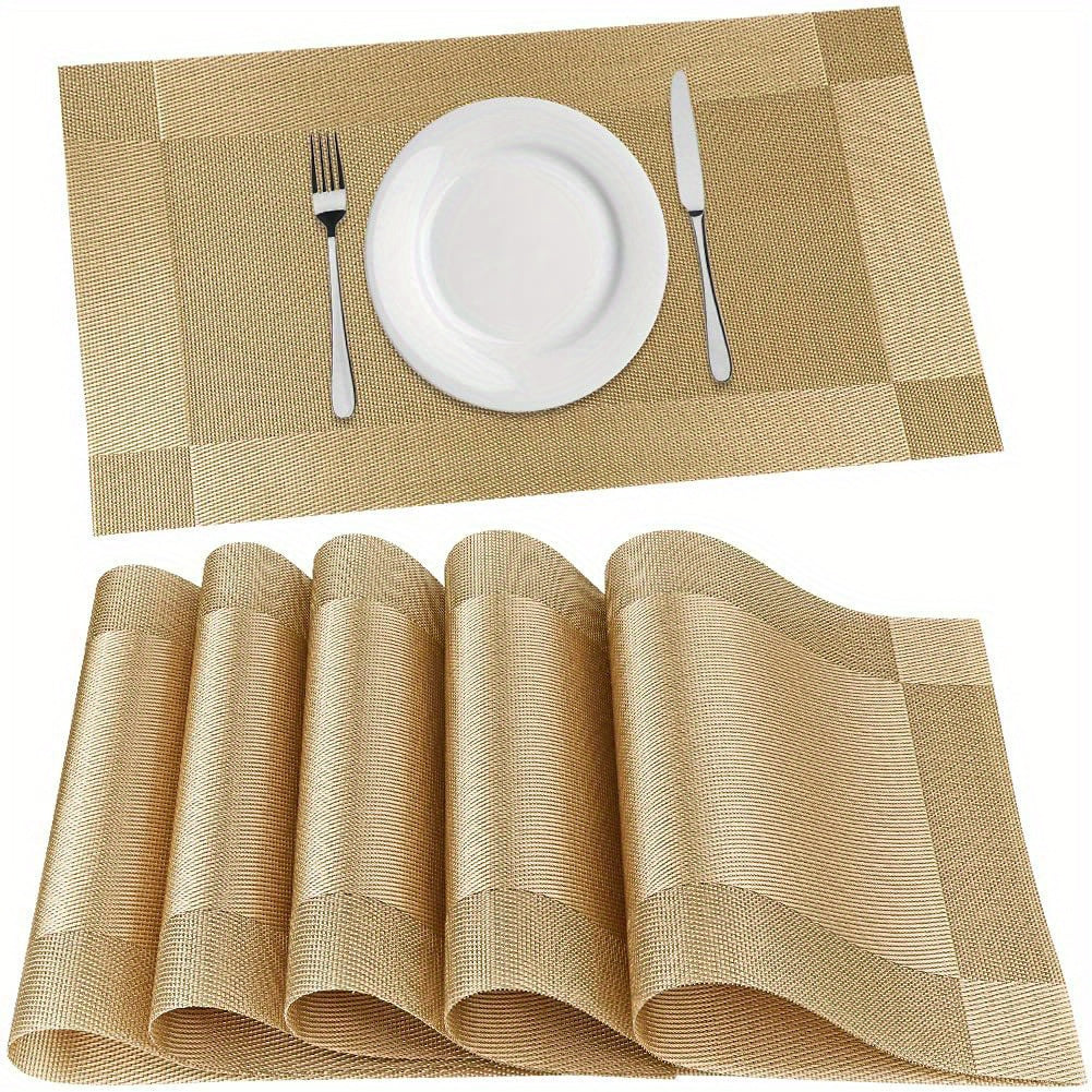 Set de 6 Manteles Individuales Rectangulares PVC - Impermeables, Resistentes al Calor, Ideales para Decoración de Mesa y Hogar