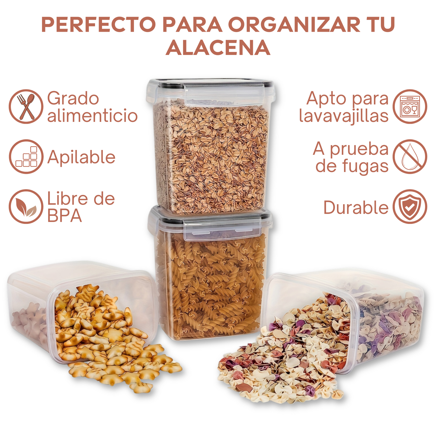 Set de 10 Contenedores Herméticos para Alimentos - Multi-Tamaño, Apilables y Transparencia Total, Incluye Etiquetas Reutilizables