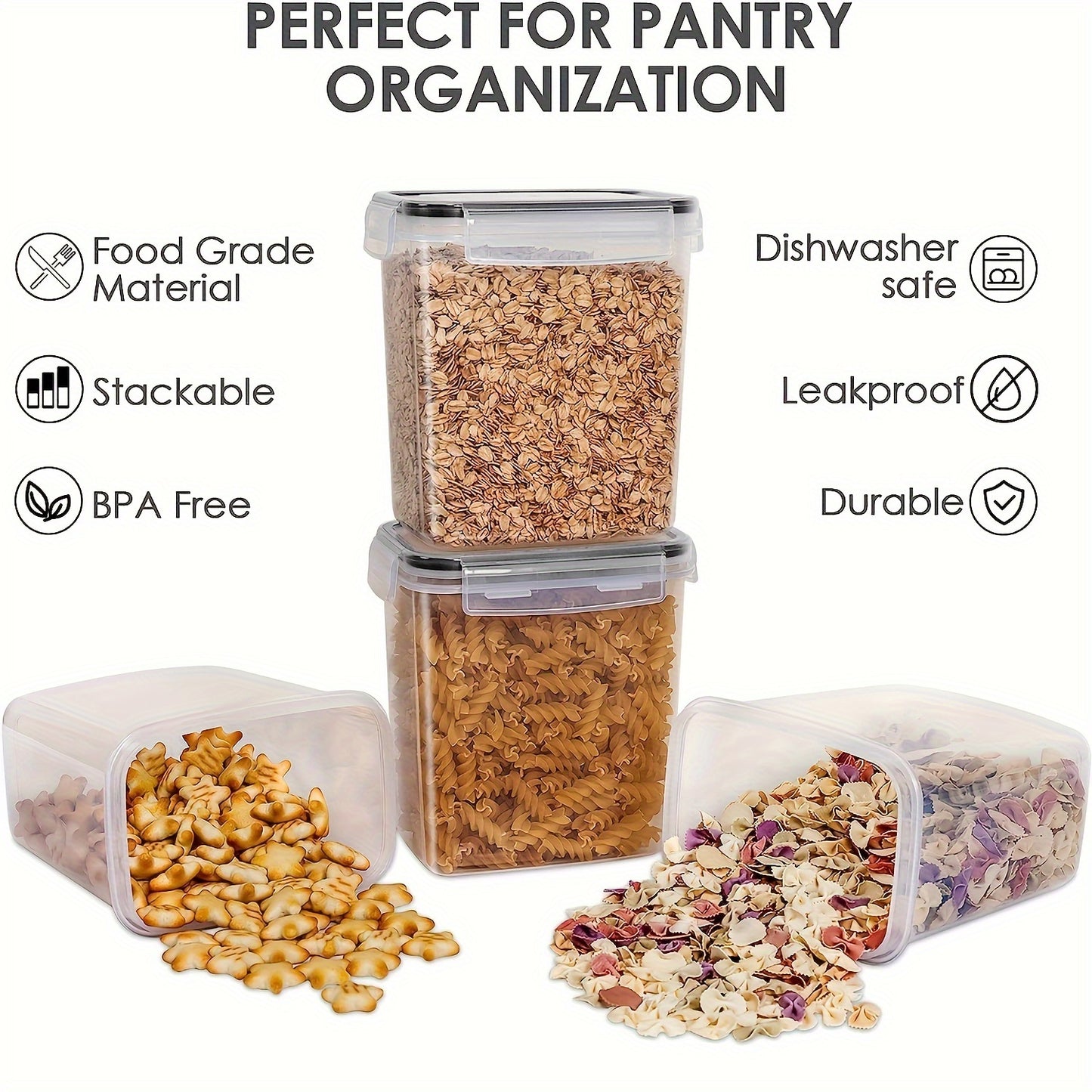 Set de 6/12 Contenedores Herméticos 1.6L - BPA Free, Sellado Hermético, Apilables, con Etiquetas y Marcador, Organización de Cocina