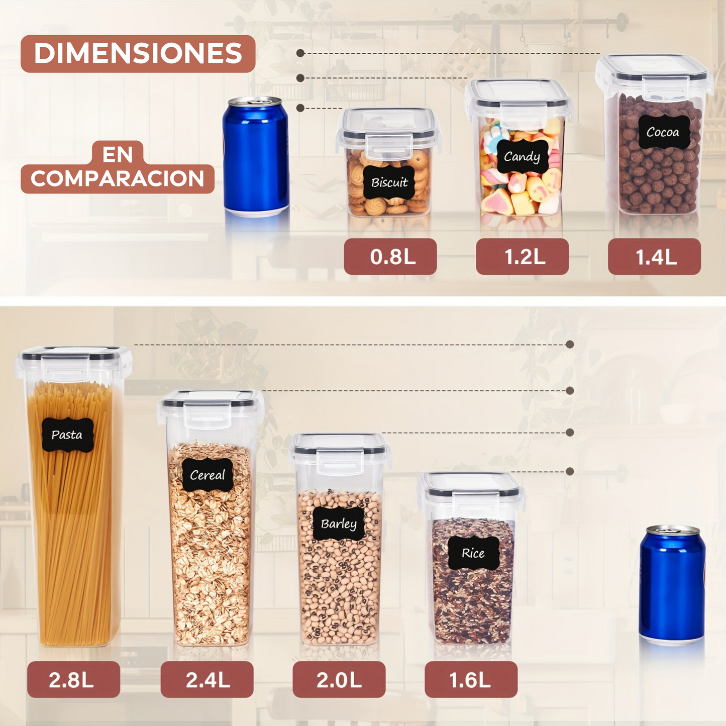 Set de 10 Contenedores Herméticos para Alimentos - Multi-Tamaño, Apilables y Transparencia Total, Incluye Etiquetas Reutilizables