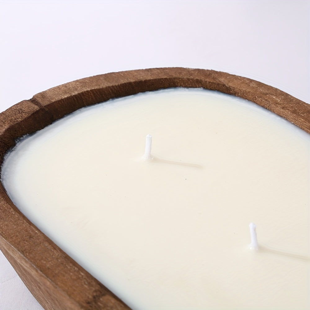 Vela Aromática de Soja en Forma de Barco de Madera - Fragancia Fresca, Multimechas, Con Brillo, Ideal para Decoración de Hogar, Hotel y Ambientes Románticos