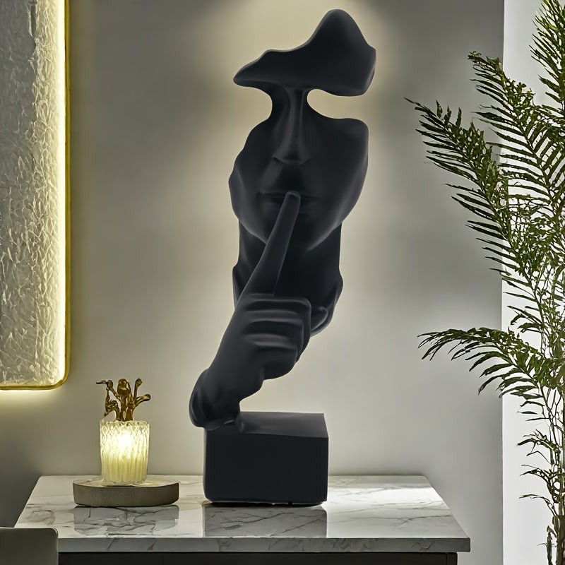 Escultura Abstracta de Cara Negra Moderna en Resina - Decoración Versátil para Sala, Mueble de Vino y Más - Regalo Perfecto para Fiestas y Festividades