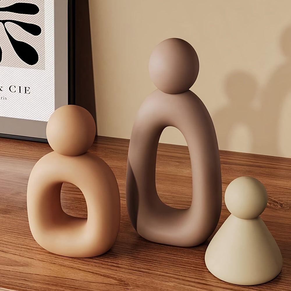 Set de 3 Figuras Abstractas de Familia en Resina - Decoración Versátil para Sala, Recámara o Estudio