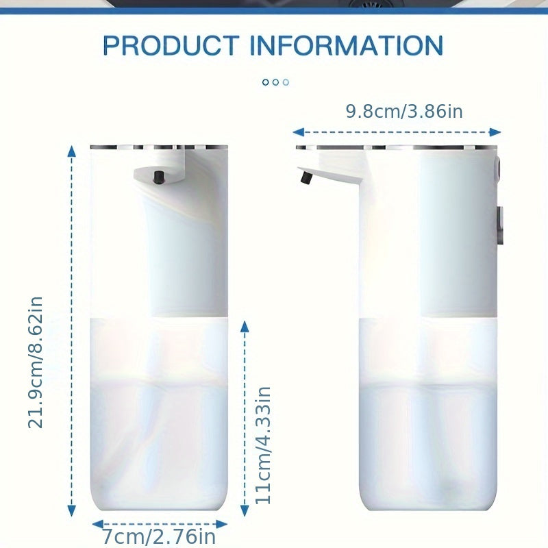 Dispensador Automático de Jabón 380mL - Sin Contacto, Montaje en Pared, Impermeable IPX5, Recargable por USB, Ideal para Baño y Cocina