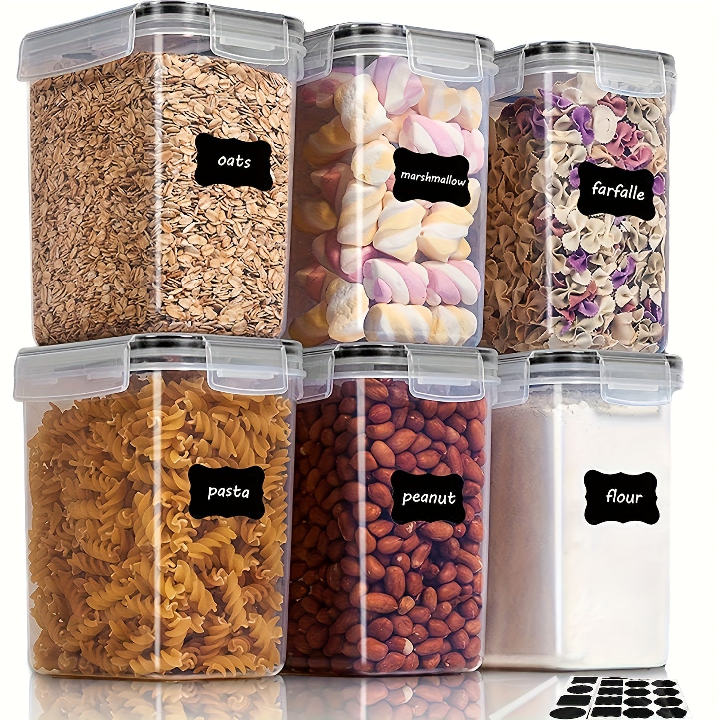 Set de 6/12 Contenedores Herméticos 1.6L - BPA Free, Sellado Hermético, Apilables, con Etiquetas y Marcador, Organización de Cocina