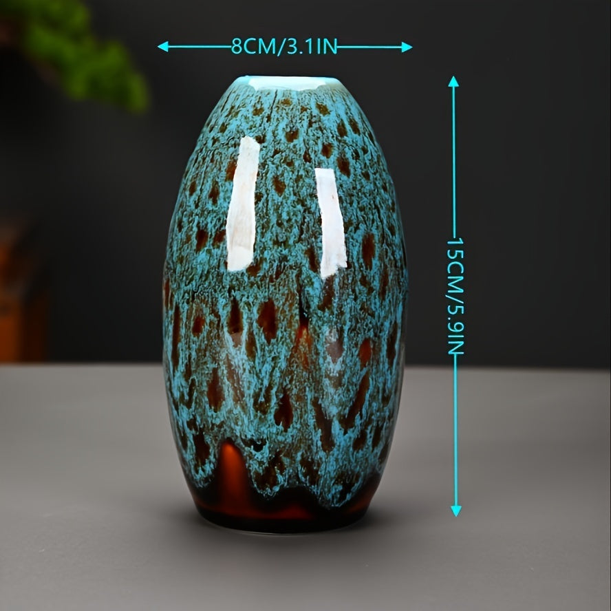 Set de 3 Mini Jarrones Cerámicos Azules - Acabado Mate, Decoración Boho Moderna, Vases de Centro de Mesa Únicos para el Hogar
