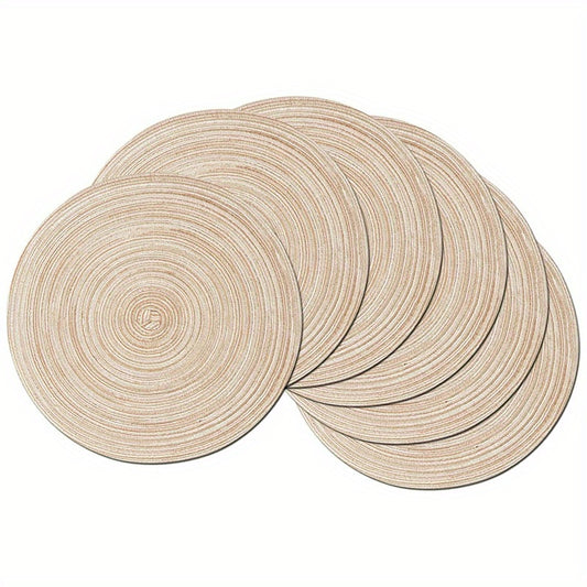 Set de 6 Manteles Individuales Premium Redondos Trenzados - Lavables, Impermeables, Antideslizantes y Resistentes al Calor