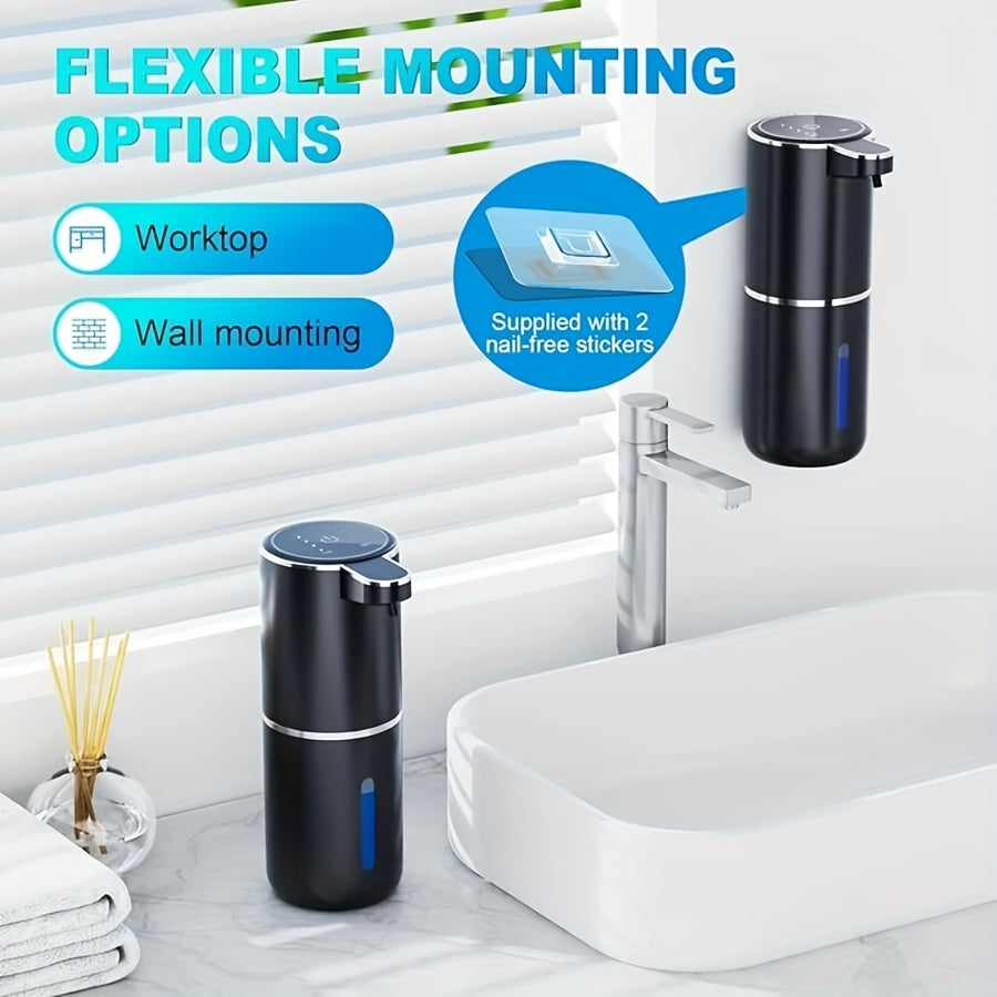Dispensador Automático de Jabón 380mL - Sin Contacto, Montaje en Pared, Impermeable IPX5, Recargable por USB, Ideal para Baño y Cocina