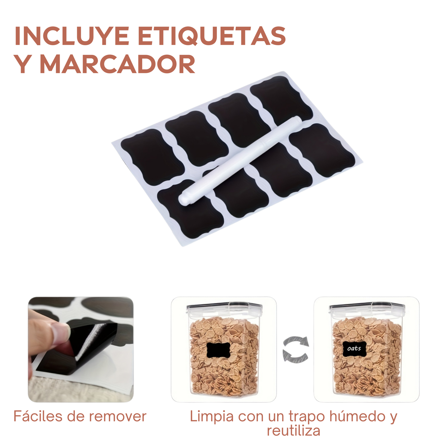 Set de 10 Contenedores Herméticos para Alimentos - Multi-Tamaño, Apilables y Transparencia Total, Incluye Etiquetas Reutilizables