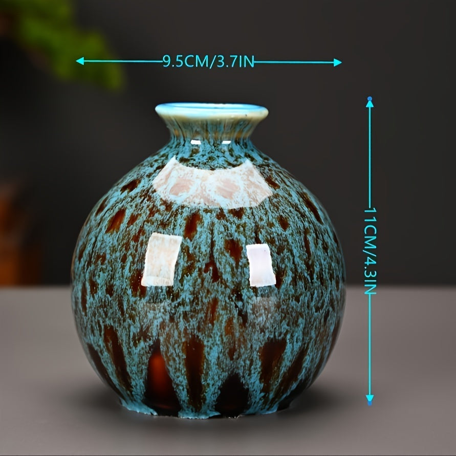 Set de 3 Mini Jarrones Cerámicos Azules - Acabado Mate, Decoración Boho Moderna, Vases de Centro de Mesa Únicos para el Hogar