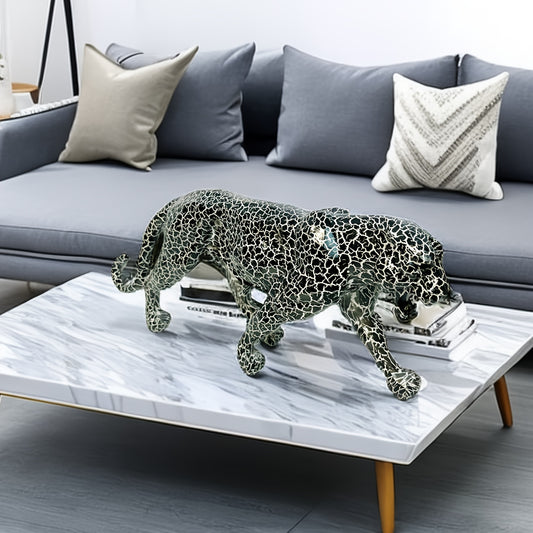 Estatua Moderna de Leopardo - Escultura Geométrica de Resina, Decoración Realista de Animal para el Hogar, Sala, Bar, Café, Oficina - Adorno Versátil para Interior/Exterior