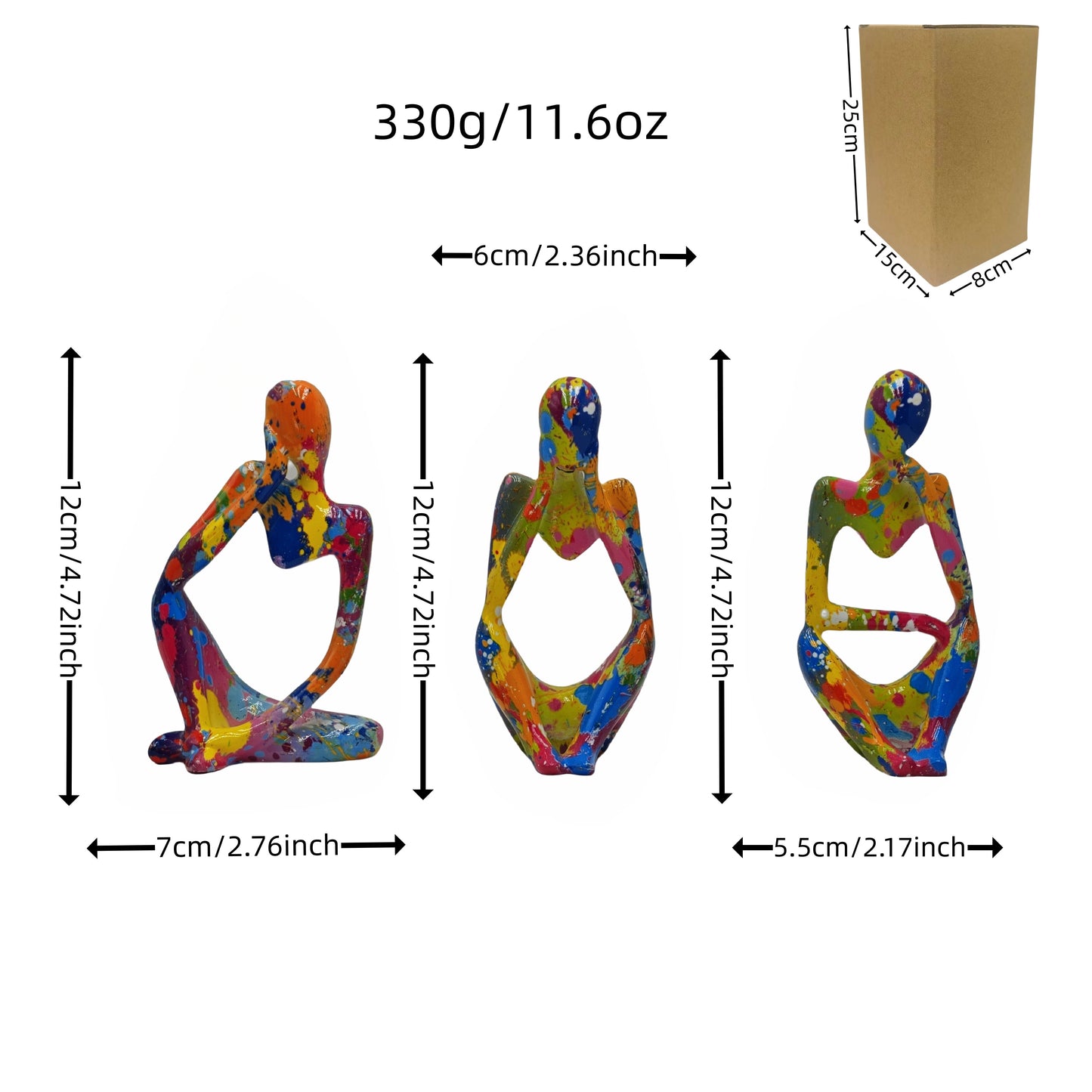 Set de 3 Estatuas de Pensamiento Creativo - Escultura Abstracta en Resina, Decoración de Escritorio, para Sala, Recámara y Bodas