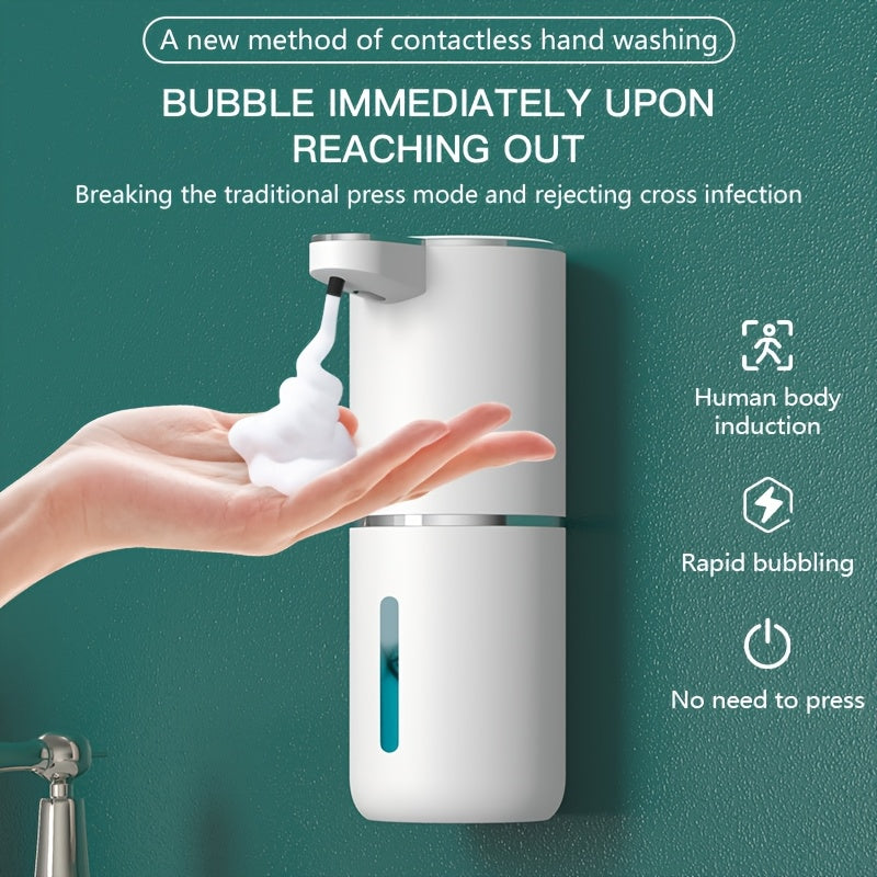 Dispensador Automático de Jabón 380mL - Sin Contacto, Montaje en Pared, Impermeable IPX5, Recargable por USB, Ideal para Baño y Cocina