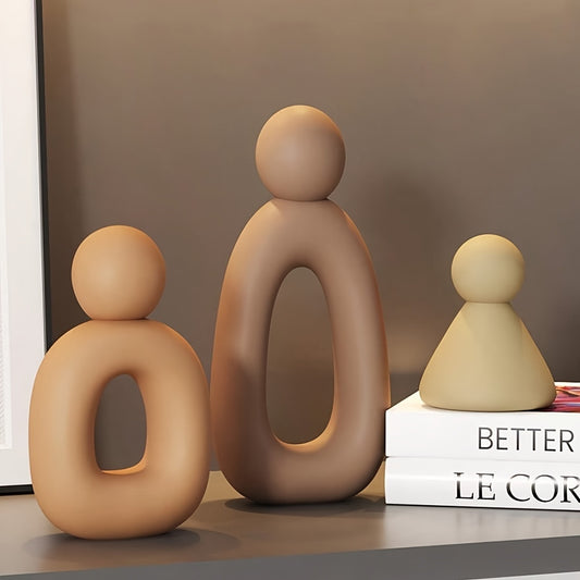 Set de 3 Figuras Abstractas de Familia en Resina - Decoración Versátil para Sala, Recámara o Estudio