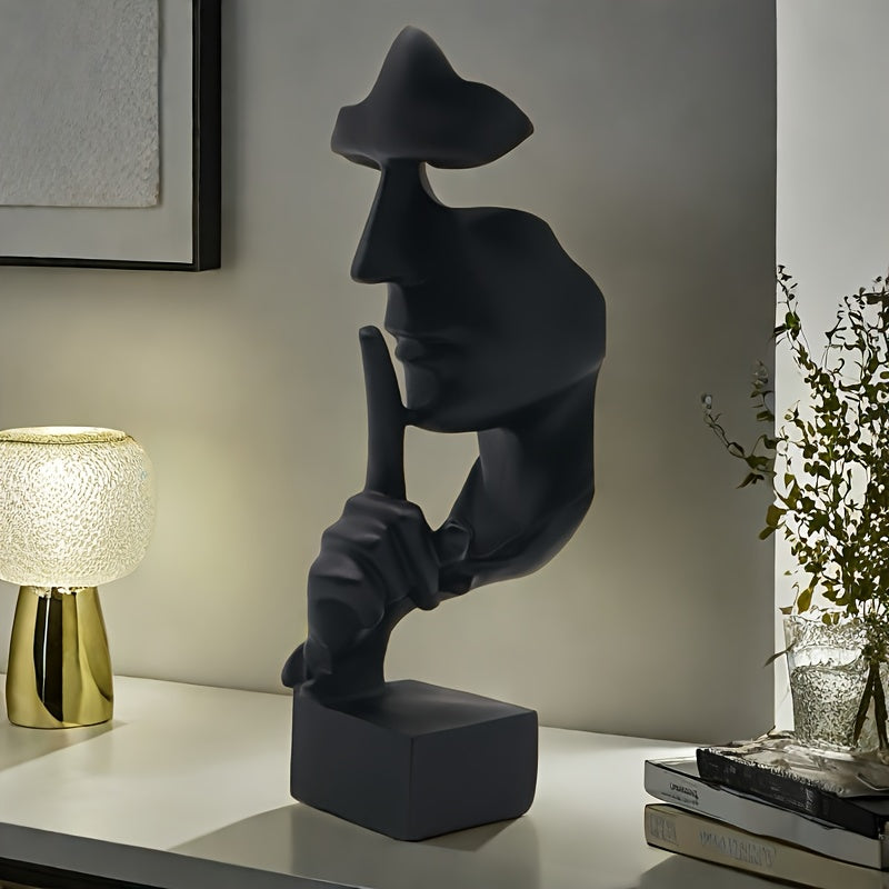 Escultura Abstracta de Cara Negra Moderna en Resina - Decoración Versátil para Sala, Mueble de Vino y Más - Regalo Perfecto para Fiestas y Festividades
