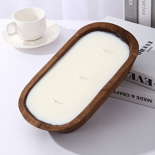 Vela Aromática de Soja en Forma de Barco de Madera - Fragancia Fresca, Multimechas, Con Brillo, Ideal para Decoración de Hogar, Hotel y Ambientes Románticos