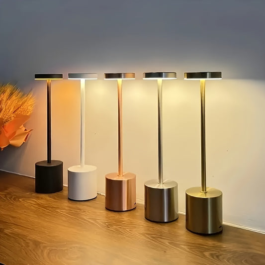 Lámpara de Escritorio LED Táctil Moderna, Regulable, Portátil y Recargable por USB - Ideal para Decoración de Sala y Dormitorio