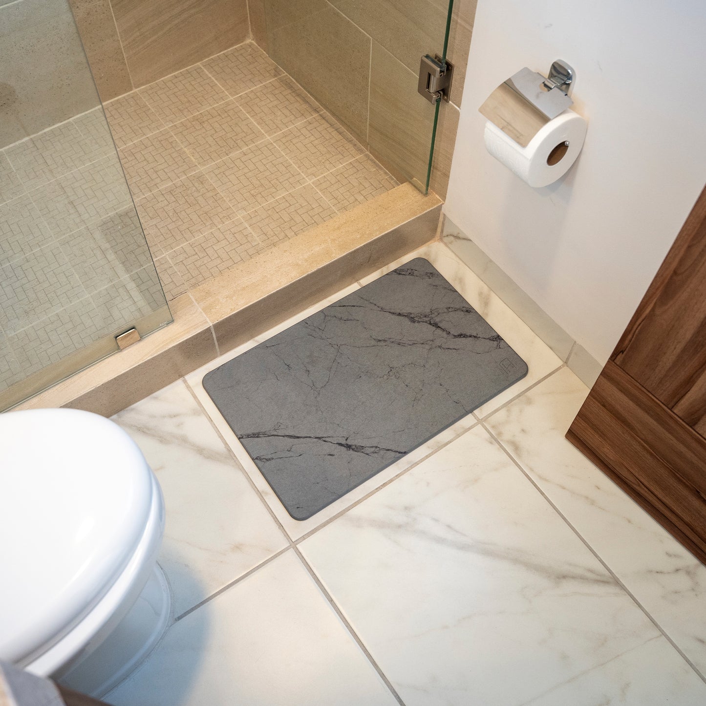 Tapete de baño de Piedra de tierra de Diatomeas - (Mármol Gris Oscuro)