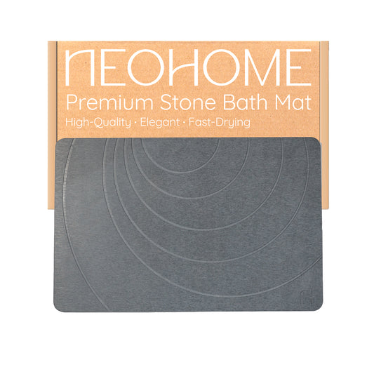 Diatomaceous Earth Stone Bath Mat - (Dark Gray Spiralia)