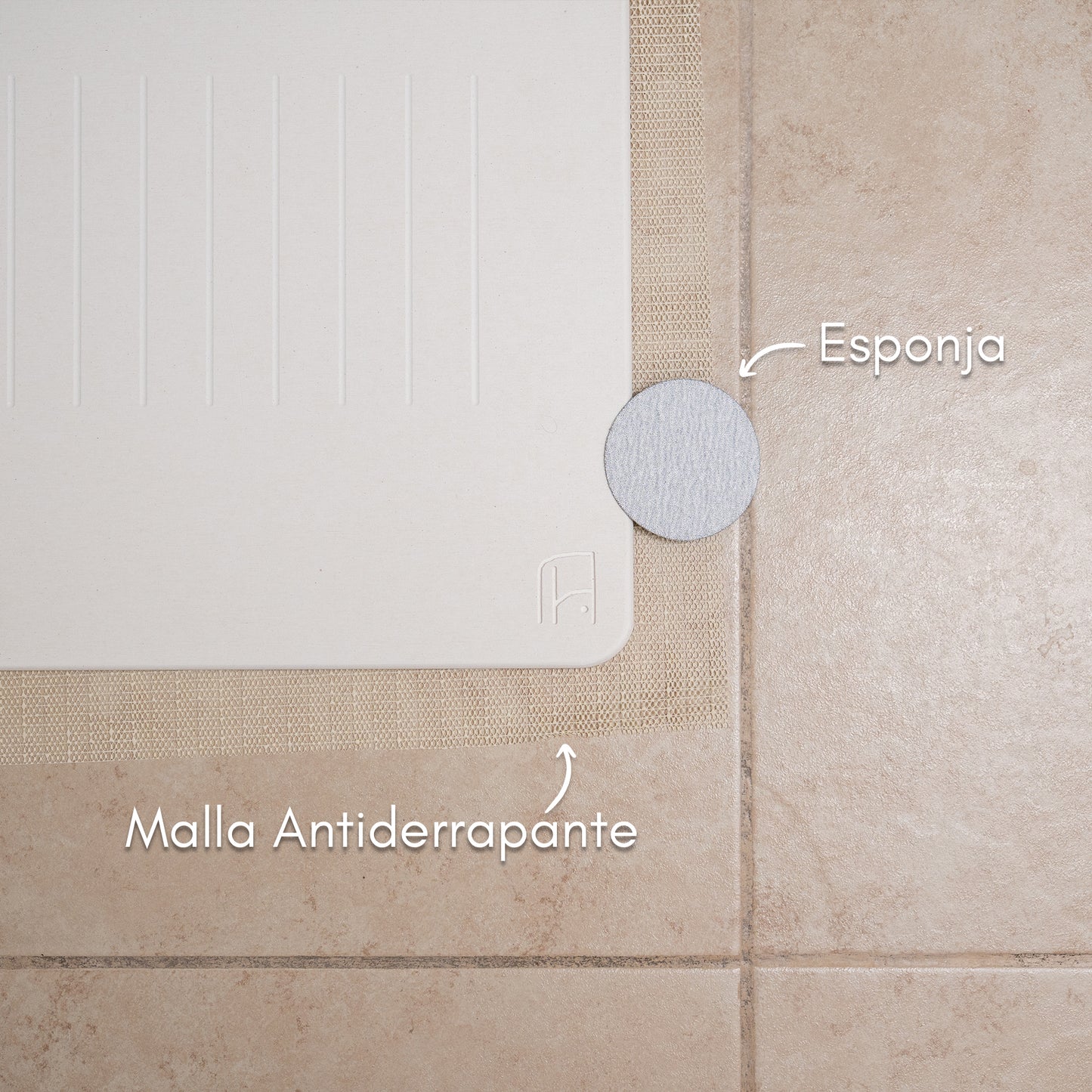 Tapete de baño de Piedra de tierra de Diatomeas - (Stratto Blanco)