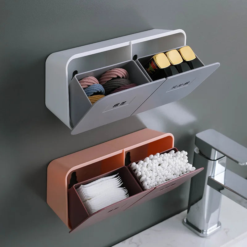 Organizador de Baño Montable para Algodones y Cotonetes | Porta Cosméticos y Accesorios de Cuidado Personal